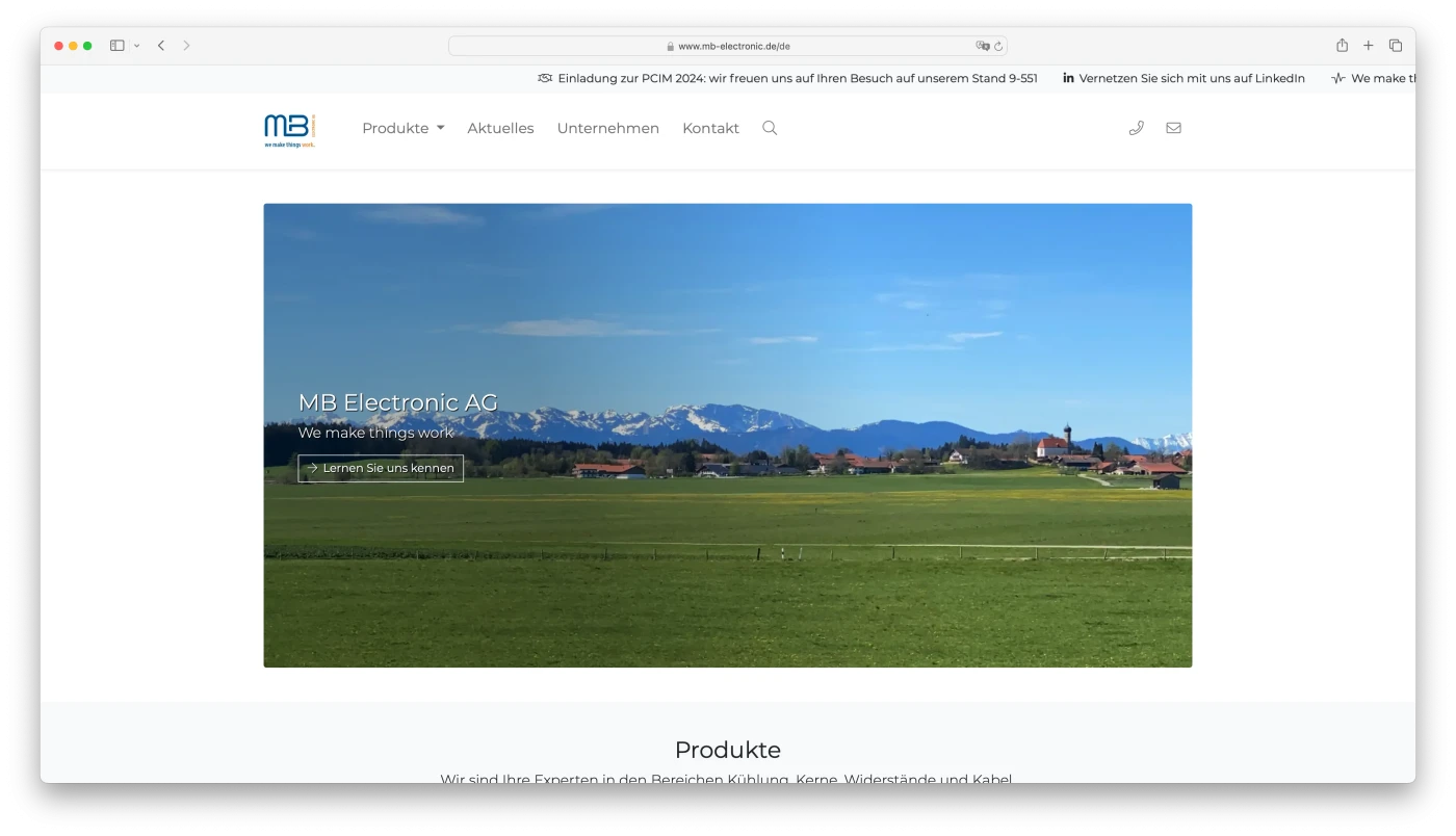 MB Electronic AG Website