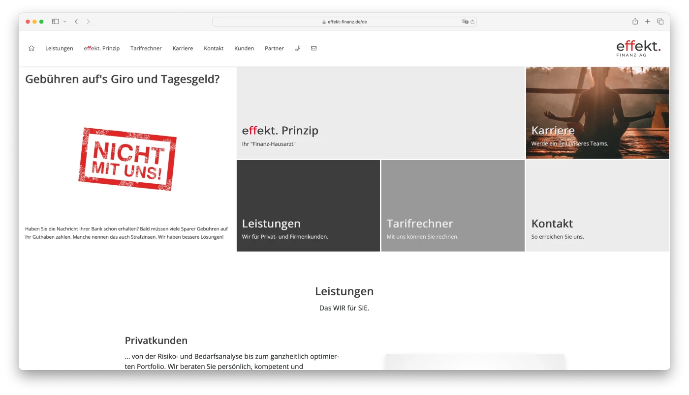effekt. FINANZ AG Website